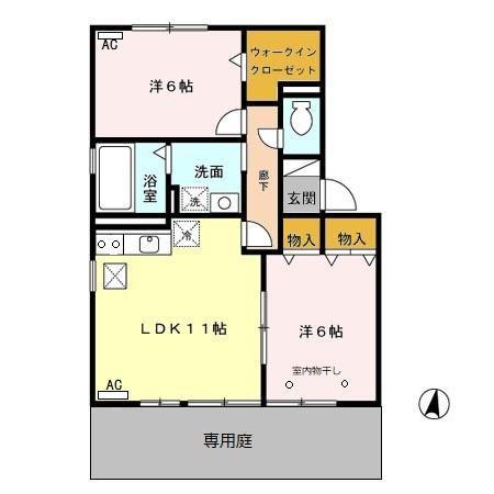 メロニスB(2LDK/1階)の間取り写真