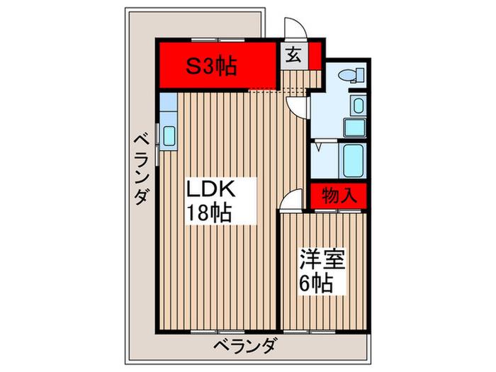 Sマンション領々家(1SLDK/2階)の間取り写真