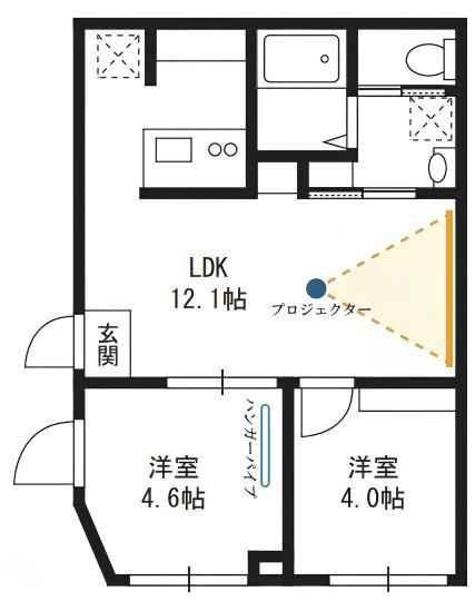 PER ASPERA 門前仲町(2LDK/1階)の間取り写真