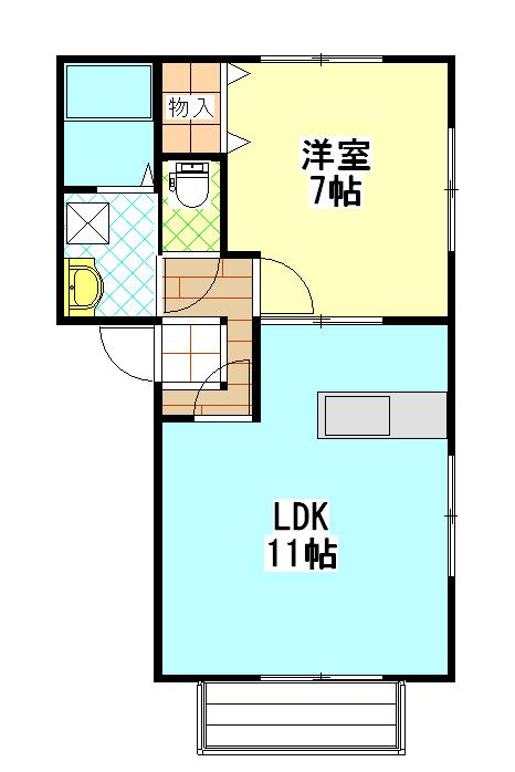 プランタン石沢V(1LDK/1階)の間取り写真