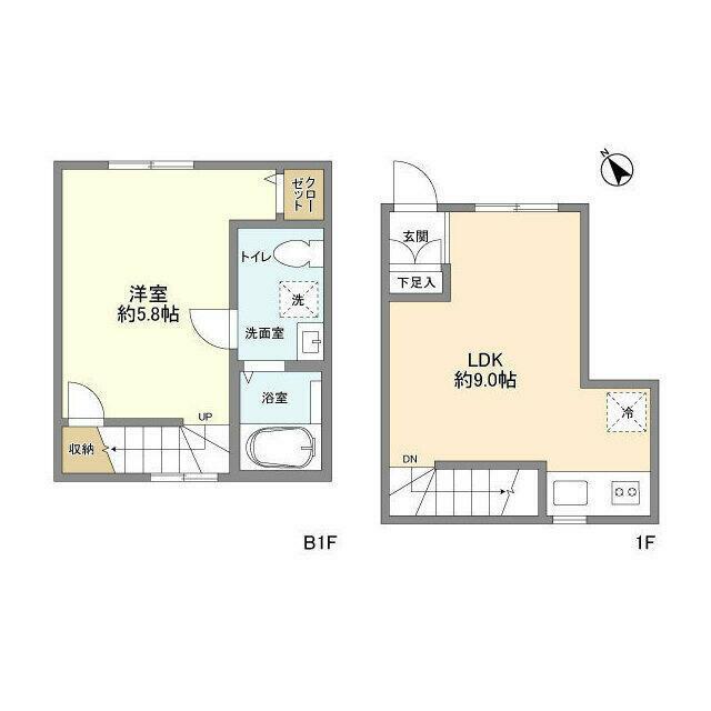スタイリオフィット武蔵小山(1LDK/1階)の間取り写真