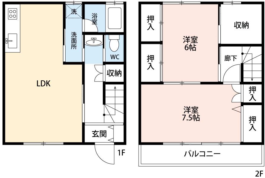 メゾネット上原(2SLDK/1階)の間取り写真