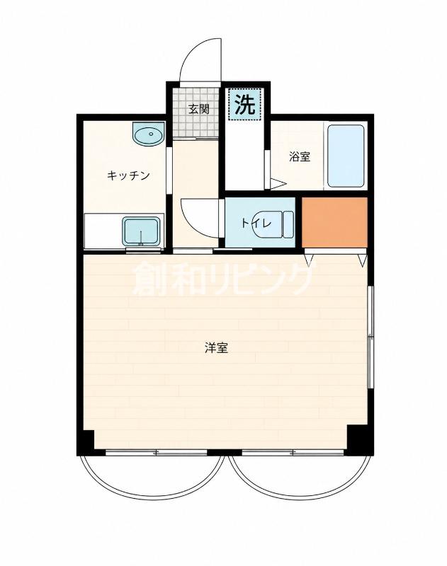 Rコート長崎(ワンルーム/2階)の間取り写真