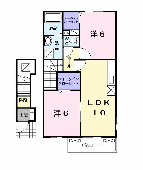 レバータII B(2LDK/2階)の間取り写真