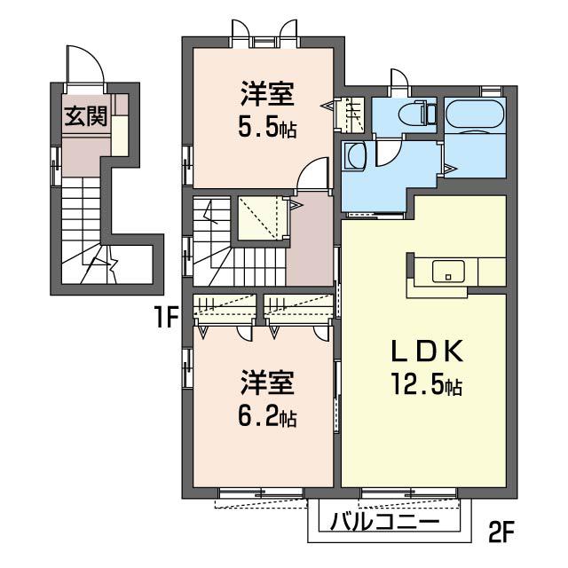 パークハイム(2LDK/2階)の間取り写真