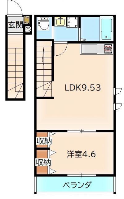 桜木北共同(1LDK/2階)の間取り写真