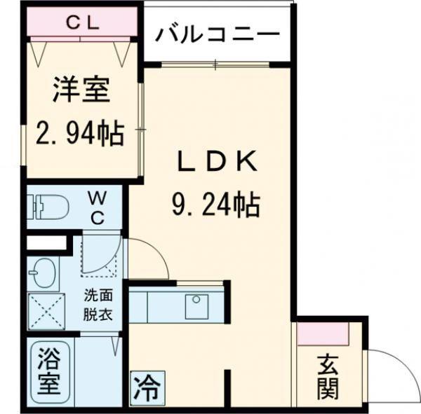 FSTYLE藤井寺・岡1号館(1LDK/1階)の間取り写真