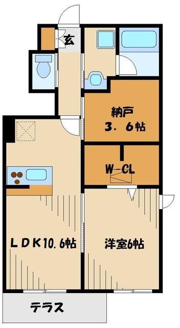 メゾン・フルール(1SLDK/1階)の間取り写真