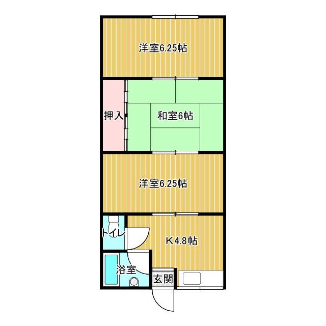 シャンポールうはら(3K/2階)の間取り写真