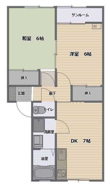 キャロルハイツ(2DK/1階)の間取り写真