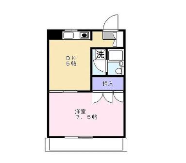 レスピラールII(1DK/6階)の間取り写真