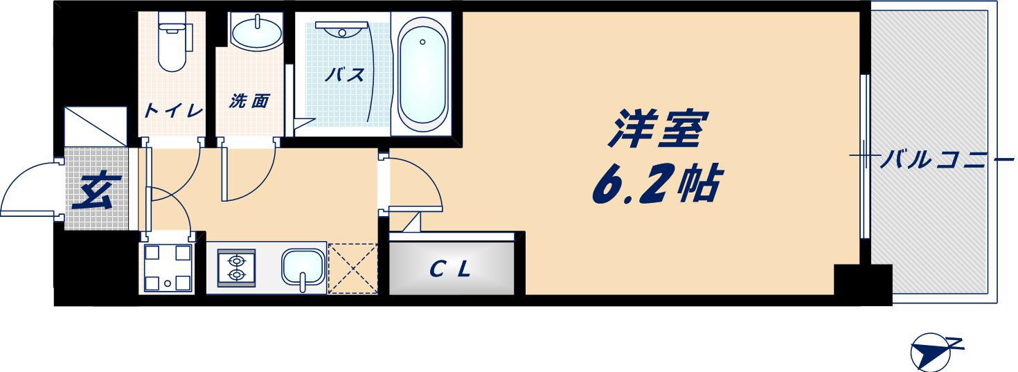 エスリード南堀江レジデンス(1K/9階)の間取り写真