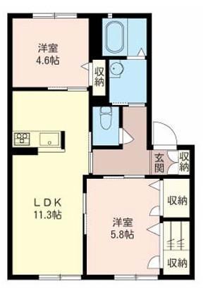 コートビレッジ六番館(2LDK/1階)の間取り写真