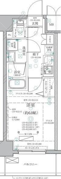 ディアレイシャス泉(1K/4階)の間取り写真
