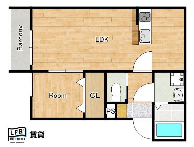 LFB APARTMENT国衙(1LDK/2階)の間取り写真