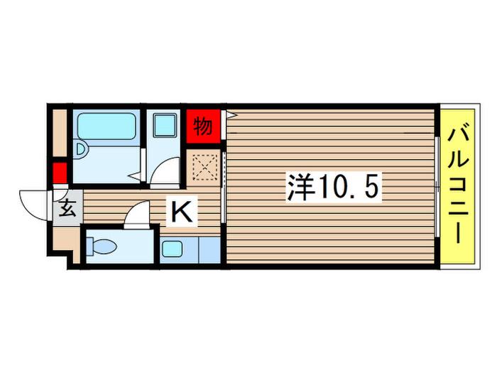 ヘレンハウス(1K/1階)の間取り写真