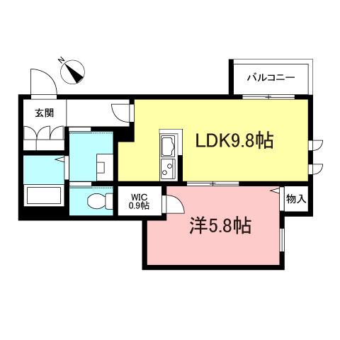 FELISEED(1LDK/2階)の間取り写真
