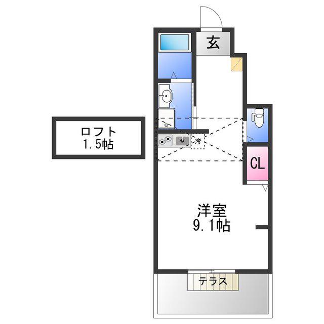 あんしん八田寺町08-1043(ワンルーム/1階)の間取り写真