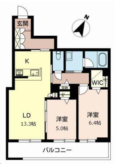 エルキューブ深江(2LDK/2階)の間取り写真