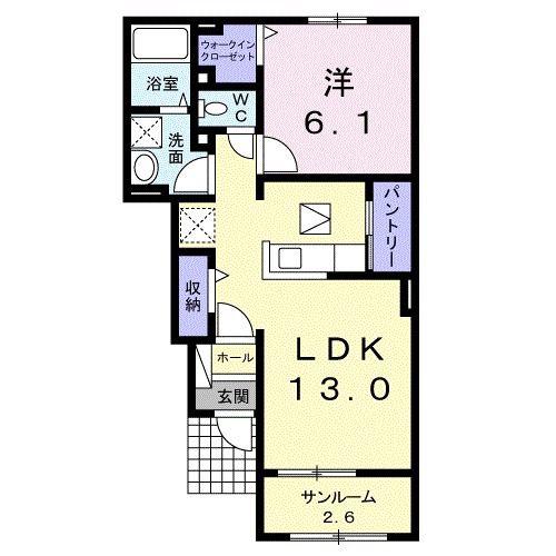 サナーリュ I(1LDK/1階)の間取り写真