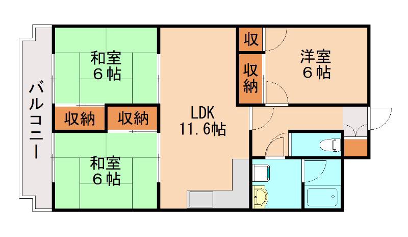 ピボット加来ビル(3LDK/3階)の間取り写真