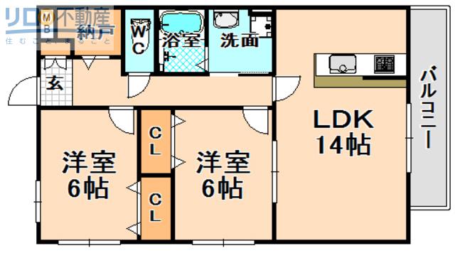 メゾン梅ノ木(2LDK/3階)の間取り写真