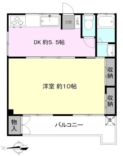 青木グリーンハイツ(1DK/3階)の間取り写真