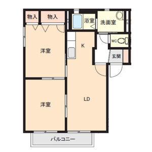 ルミエール江川(2LDK/2階)の間取り写真