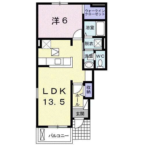 カルム岡田(1LDK/1階)の間取り写真