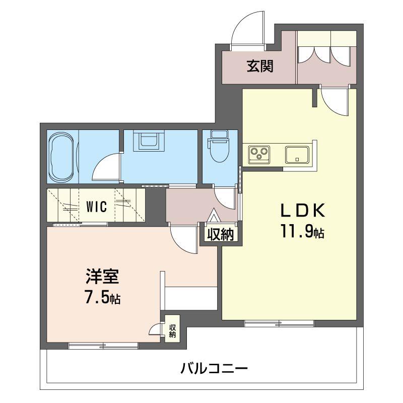 シャーメゾン フォルモーサ 302(1LDK/3階)の間取り写真