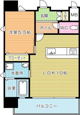 AXIO KOKURA(1LDK/8階)の間取り写真