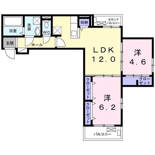 レオン パッソ(2LDK/2階)の間取り写真