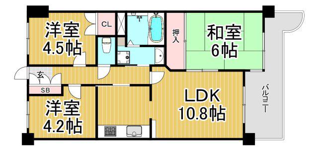 NEOダイキョー逆瀬川(3LDK/2階)の間取り写真