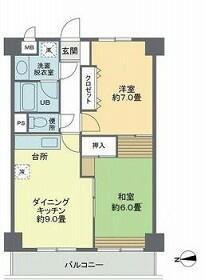 ヒル・イーストS.S(2DK/11階)の間取り写真