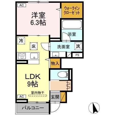 D-INVEST田宮(1LDK/1階)の間取り写真