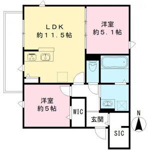 ユアメゾン 富松(2LDK/3階)の間取り写真