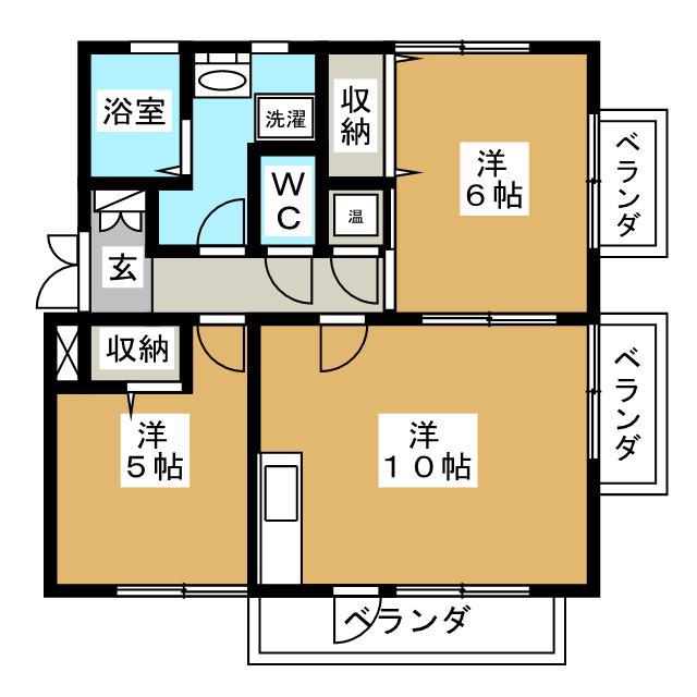ライブタウン浜田B(2LDK/1階)の間取り写真