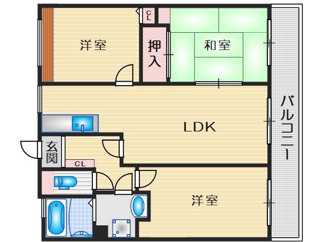 メゾン・ド・プレジールII(3LDK/2階)の間取り写真