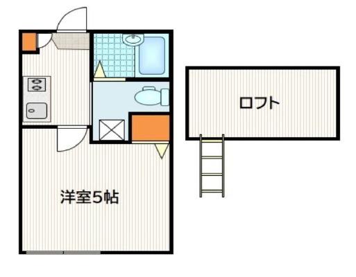 フラット洋(1K/2階)の間取り写真