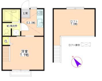 グランコート(1K/2階)の間取り写真