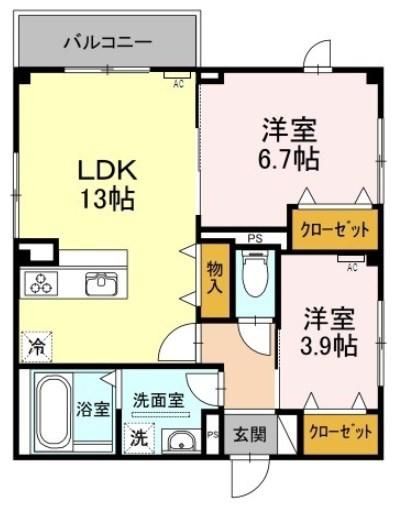 ヴェルム東別院(2LDK/4階)の間取り写真