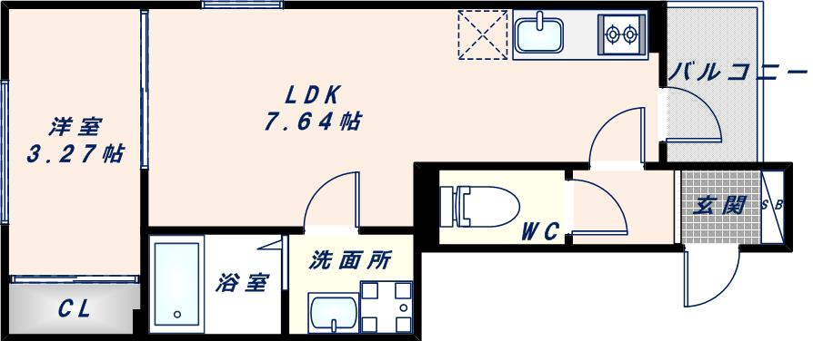 リブレメゾン弥刀(1DK/2階)の間取り写真