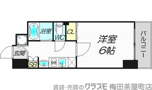プレサンス 中之島公園グラシア(1K/13階)の間取り写真