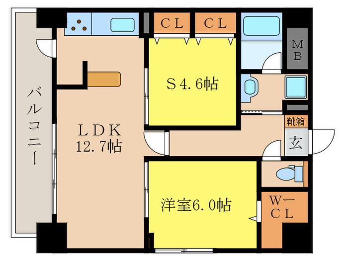 ピアヌーラ柳馬場(1SLDK/4階)の間取り写真