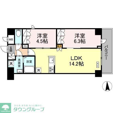 CHLORIS(2LDK/4階)の間取り写真