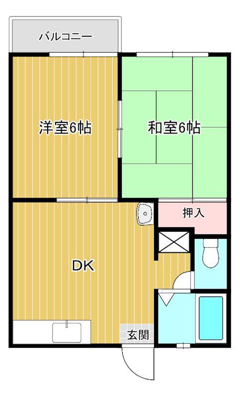 リンクス(2DK/2階)の間取り写真