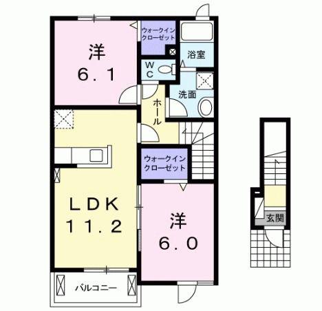 レジデンス プラム 2(2LDK/2階)の間取り写真