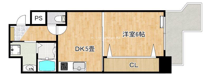 クレール宿院(1DK/2階)の間取り写真