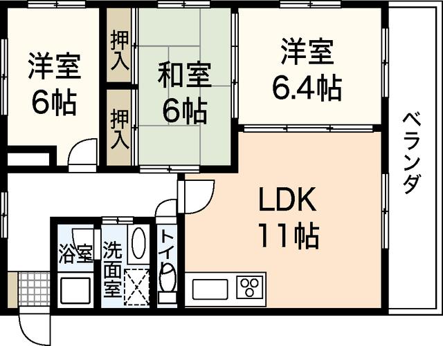 コリーヌ・ヴェール(3LDK/1階)の間取り写真