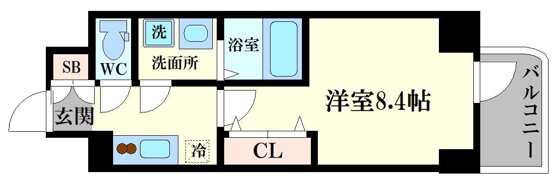 MELDIA CREST TAPP NAMBA ウエスト(1K/11階)の間取り写真